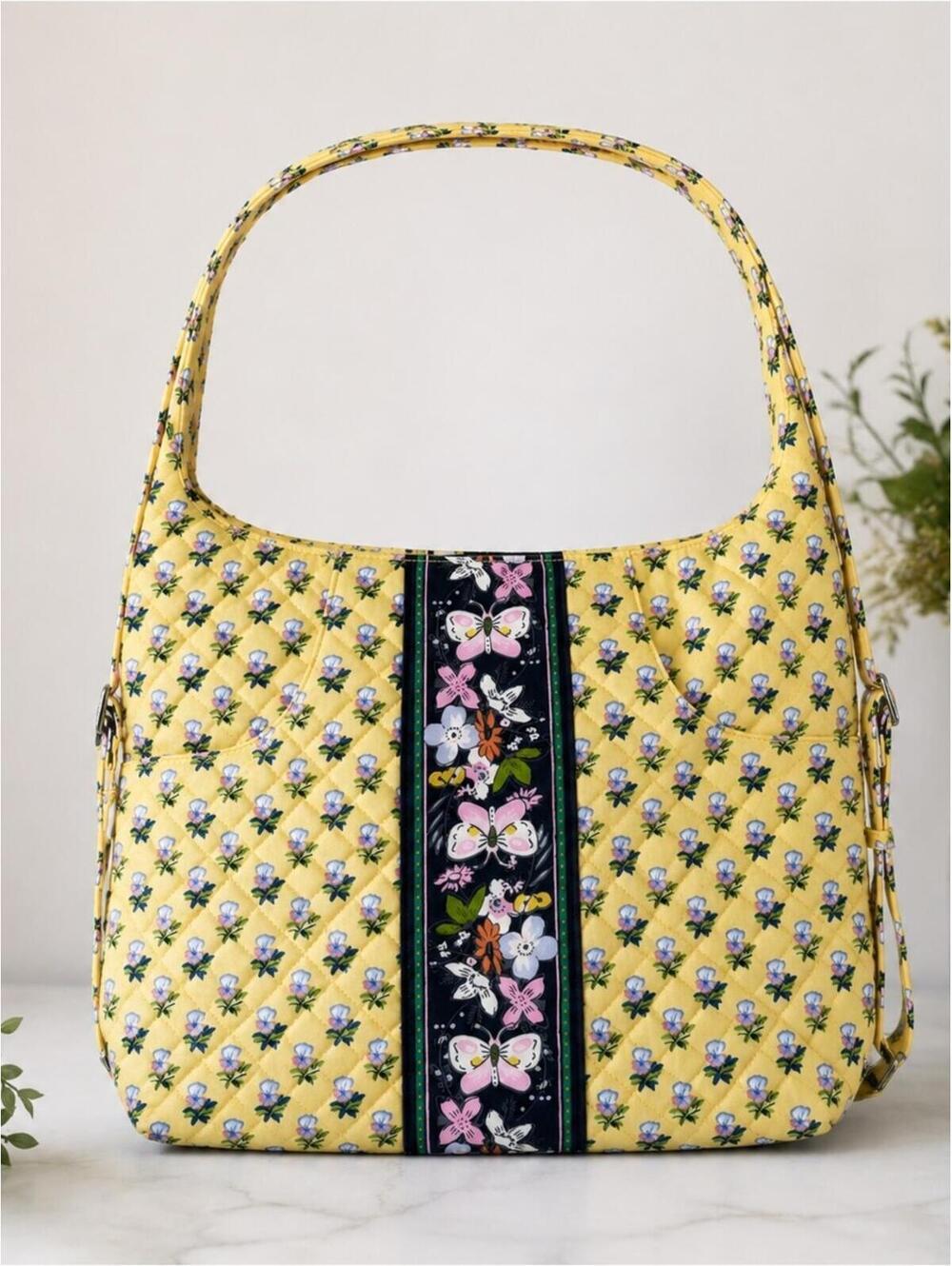 NWOT Vera Bradley Yellow Quilted Floral Butterfly Shoulder Bag Cottagecore